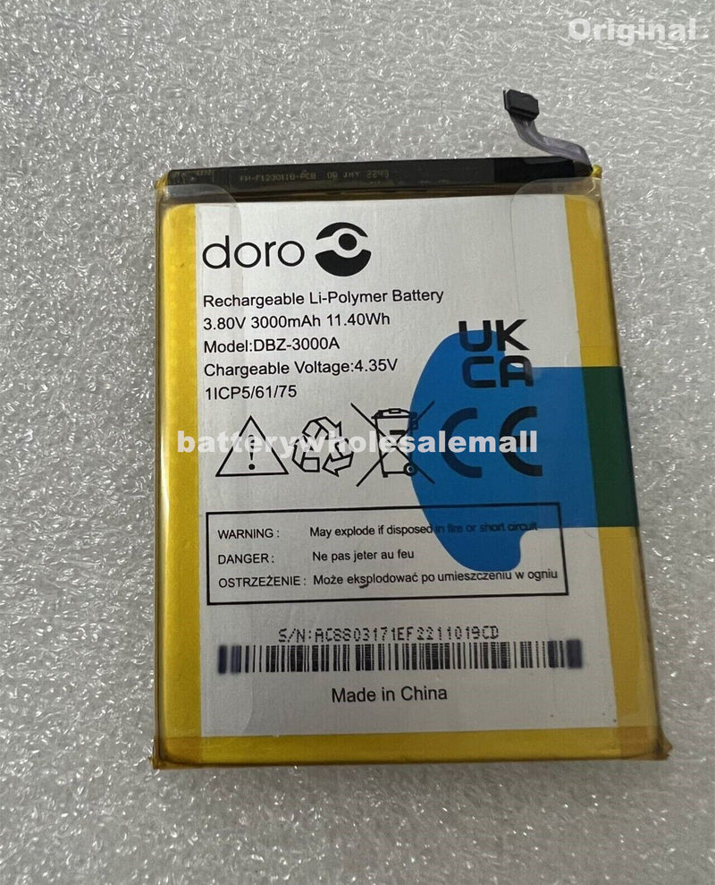 Dp3000 Battery New Original 3000mAh 3.80V 11.40Wh Battery For Doro DBZ-3000A